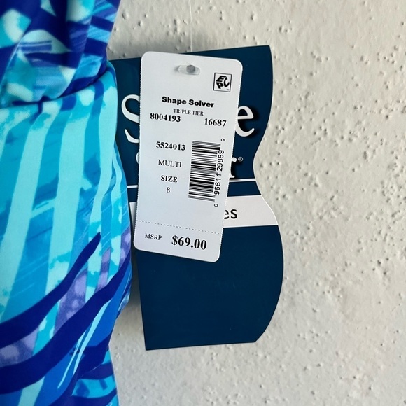 SHAPE Solver Safari Stripe Triple Tier Swim Tankini , Size 8 - Picture 5 of 9